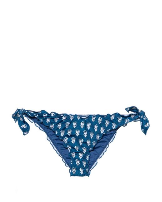 Mc2 Saint Barth Blue Moon Floral-print Bikini Bottoms