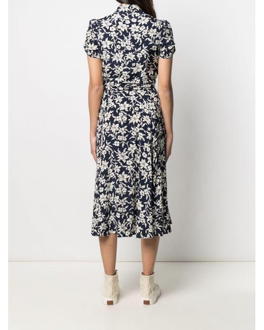 Polo Ralph Lauren All-over Floral Print Dress in Blue | Lyst