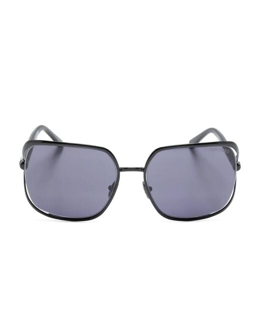 Tom Ford Blue Matte-Effect Square-Frame Sunglasses