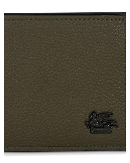 Etro Green Pegaso-plaque Grained Leather Wallet for men
