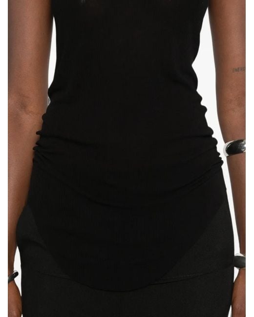 Rick Owens Black Ribbed-Knit Tank Top
