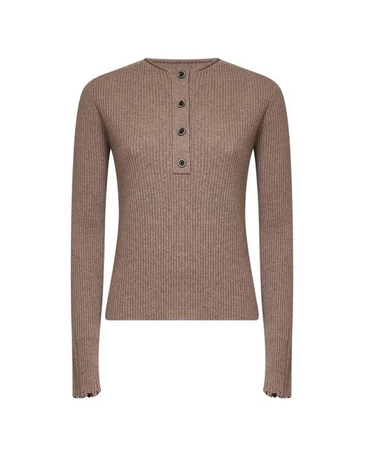 Uma Wang Brown Ribbed-Knit Sweater