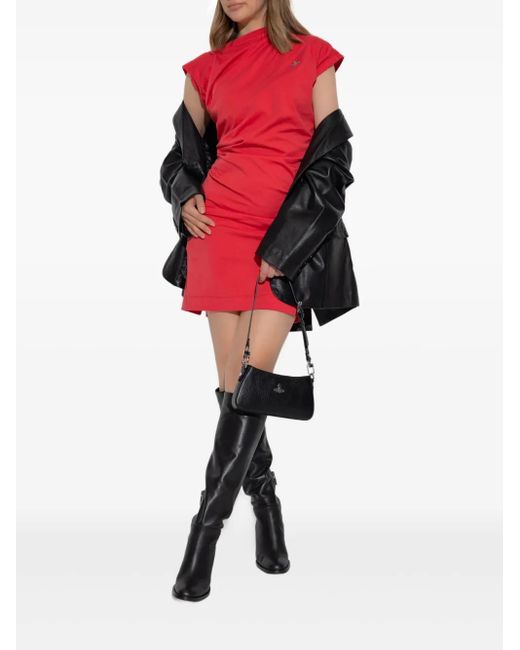 Vivienne Westwood Orb-Embroidered Asymmetric Mini Dress