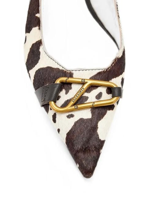 AllSaints Metallic Hera Cow-Print Buckled Pumps