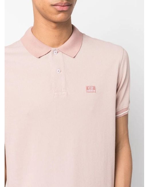 C P Company C.p Company Logo-embroidered Polo Shirt Light Pink for men