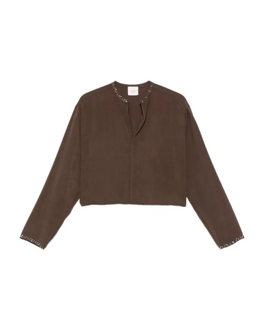 Alysi Brown Embellished-Trim Top