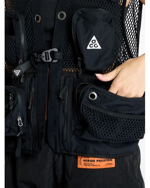 Nike Black Acg Buttles Mesh-Panelled Multi-Pocket Vest