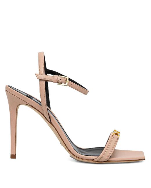Elisabetta Franchi White Logo-Plaque Stiletto Sandals
