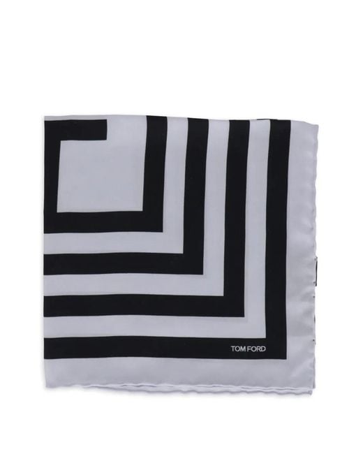 Tom Ford Black Geometric-Print Pocket Square for men