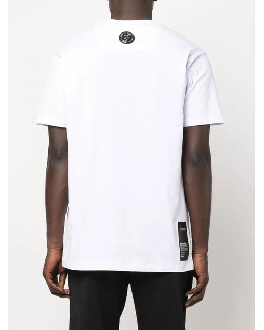 Philipp Plein White Tiger-Head Logo-Print T-Shirt for men