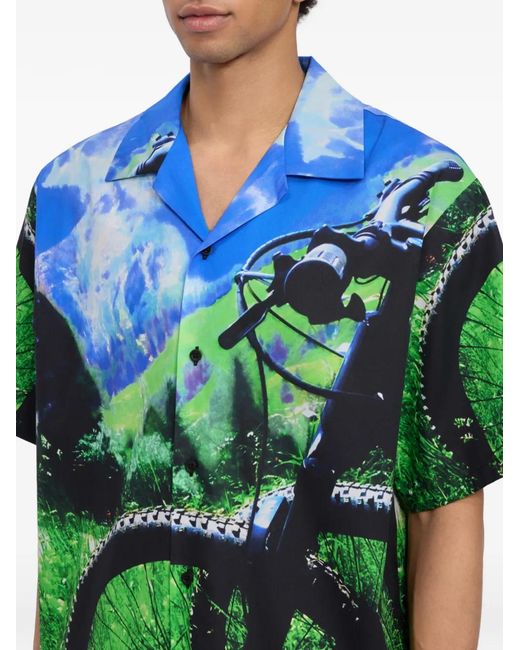 MSGM Blue Chemise À Col Ouvert for men