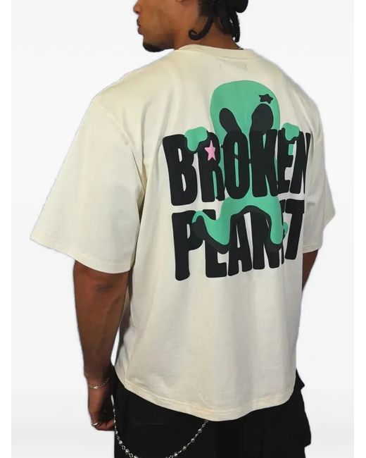 BROKEN PLANET White Not From Here Graphic-Print Oversized T-Shirt for men