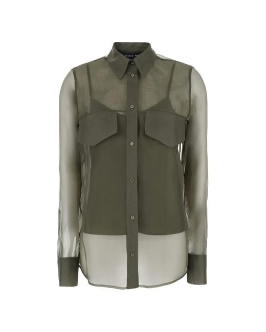 FEDERICA TOSI Green Silk-Organza Shirt