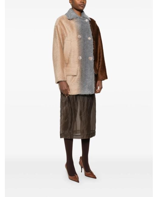 Fendi Brown Colour-Block Double-Breasted Jacket