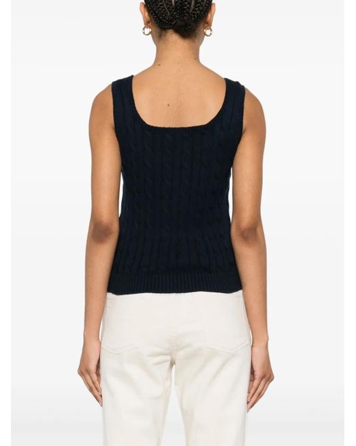 Ralph Lauren Black Cable-Knit Top