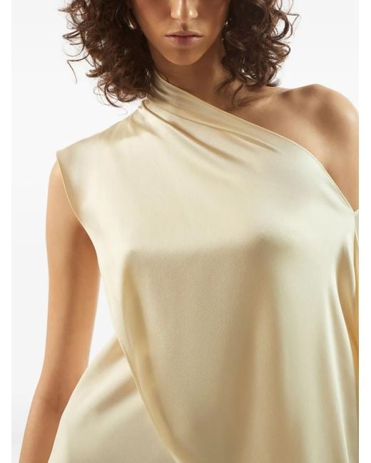 Taller Marmo White Berenson Draped Fringe Dress