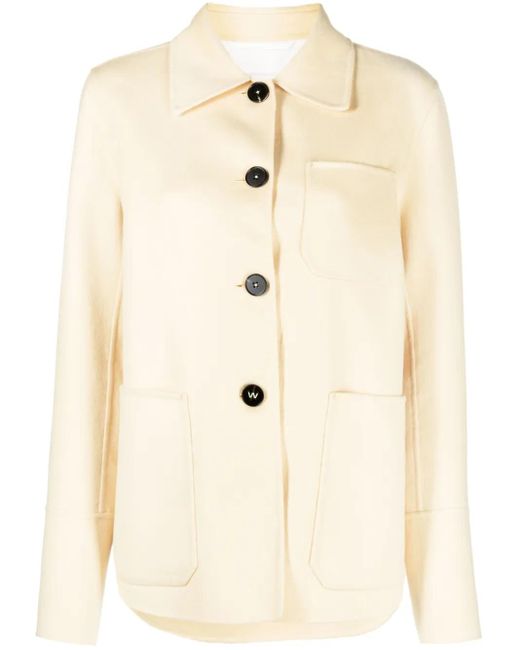 Jil Sander Natural Buttoned-Up Cashmere Shirt Jacket