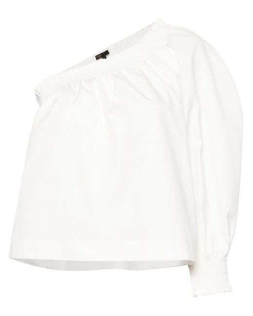 Maje White One-Shoulder Cotton Blouse