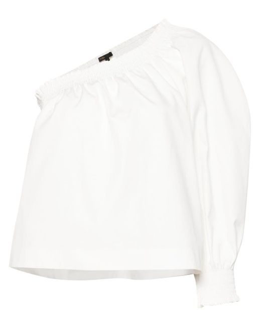 Maje One-shoulder Cotton Blouse in het White