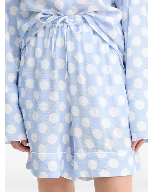 Sleeper Blue Polka-Dot Shirt And Shorts Set