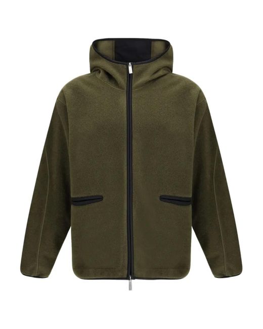 Herno Green Zip-Up Fleece Hoodie for men