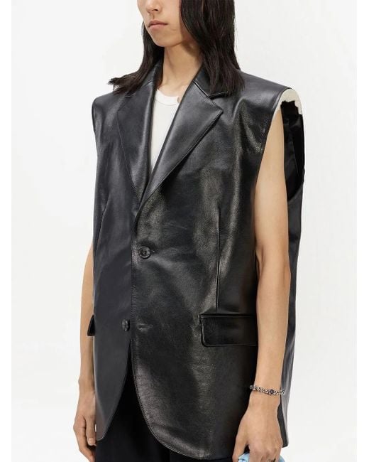 MM6 by Maison Margiela Black Sleeveless Leather Gilet