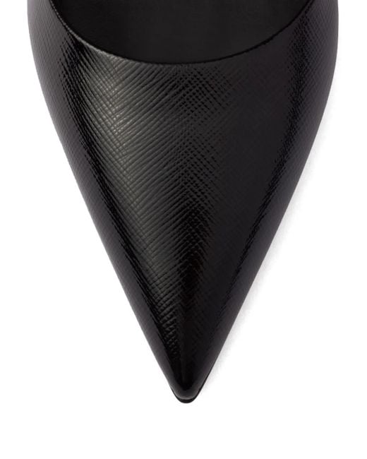 Prada Black Patent Saffiano Leather Pumps