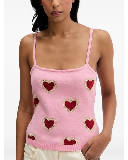 Never Fully Dressed Pink Heart-Motif String Top
