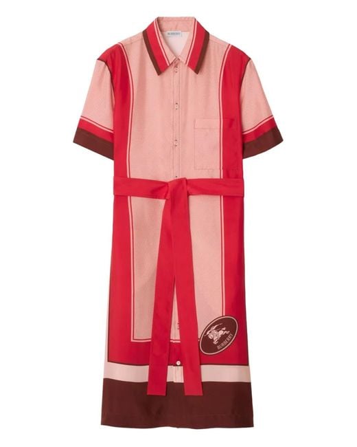 Burberry Red Silk Shirt Dress