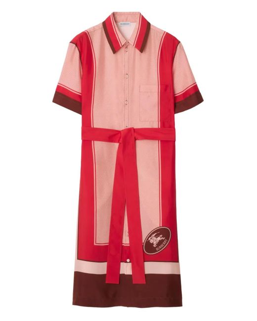 Burberry Red Hemdkleid Aus Seide