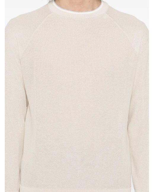 Eleventy White Cotton Crew Neck Sweater for men