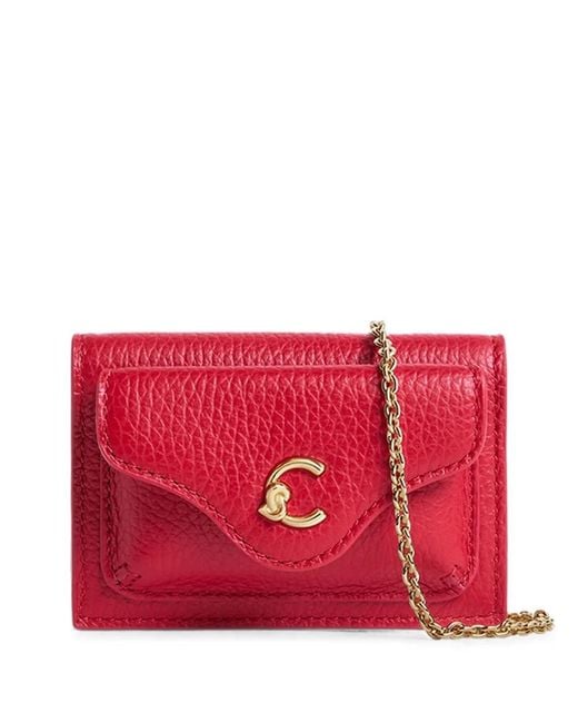 Coccinelle Red Small C-Me Leather Chain-Strap Card Holder