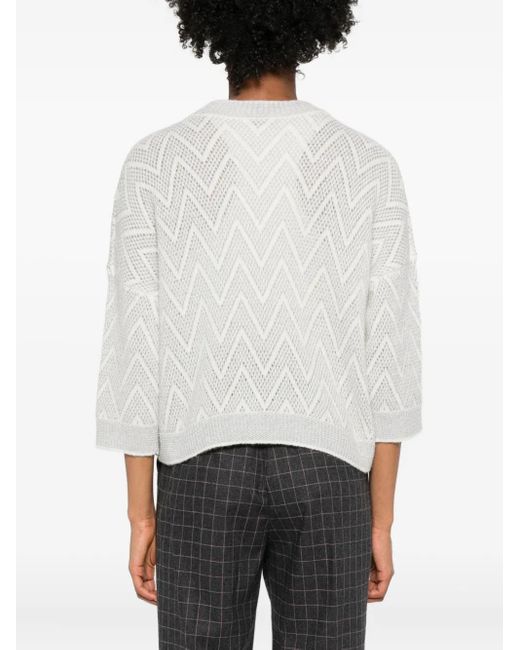 Peserico Trui Met Chevron Patroon in het White