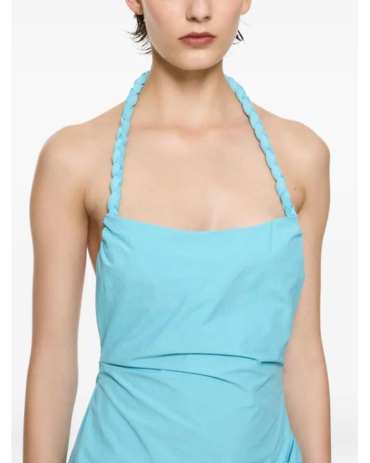 Paris Georgia Blue Romy Braided-Halterneck Midi Dress