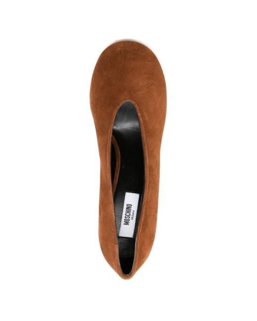 Moschino Brown Laced Leather Pumps