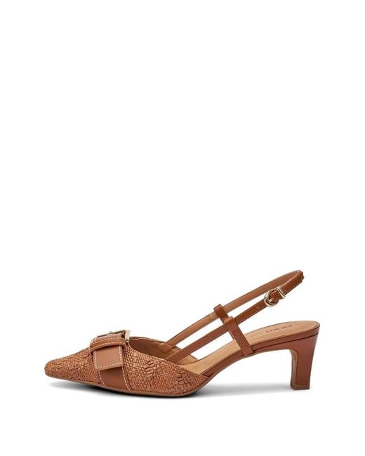 Frau Brown Slingback Buckle Pumps