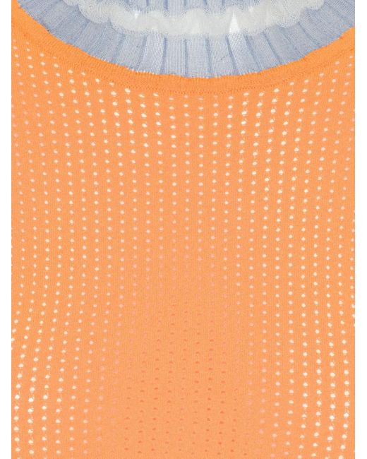 Henrik Vibskov Orange Perforated Ruffled Sweater