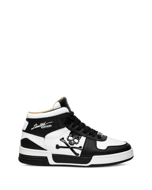 Philipp Plein White Notorius Skull-Patch Sneakers