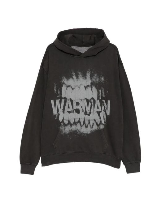 WARMAN Black Printed Hoodie for men