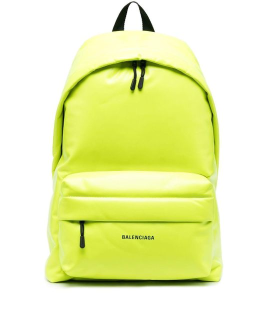 Balenciaga Puffy Logoprint Leather Backpack in Yellow for Men Lyst