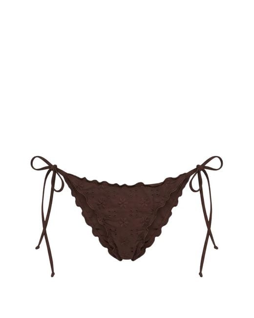Mc2 Saint Barth Brown Bas De Bikini Miami À Broderie Anglaise