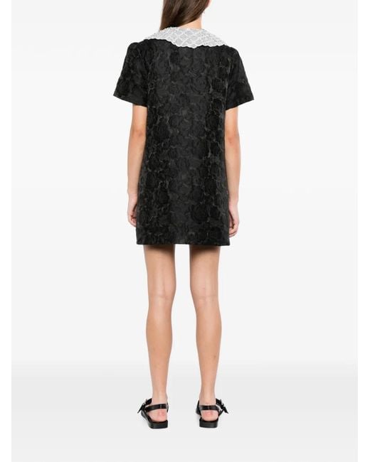 Sister Jane Black Round-Collar Buttoned Dress