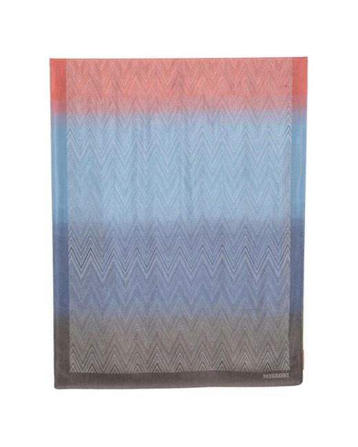 Missoni Blue Zigzag-Knit Scarf