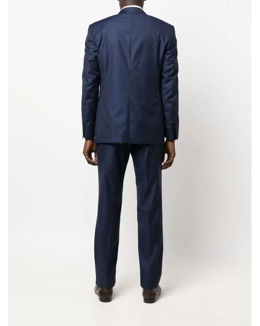 Canali Blue Logo-Patch Single-Breasted Suit for men