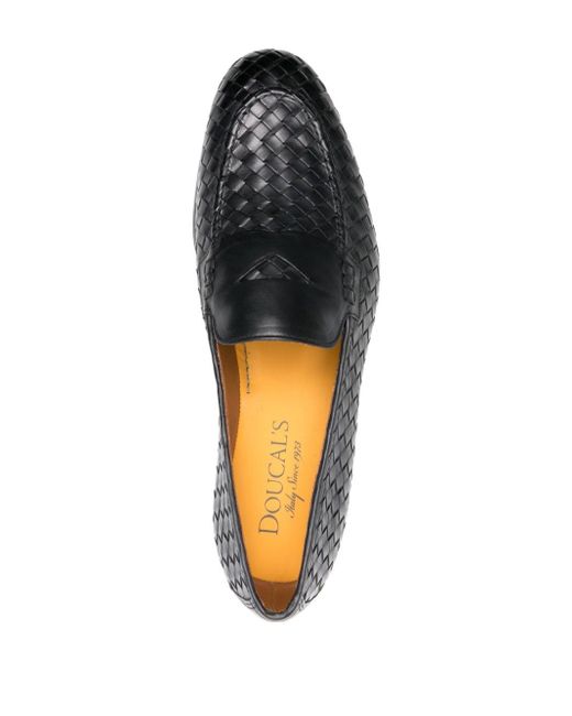 Doucal's Black Interwoven-design Leather Loafers for men