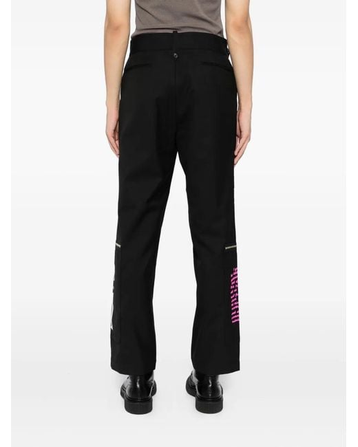 Kidill Black Graphic-Print Straight-Leg Pants for men