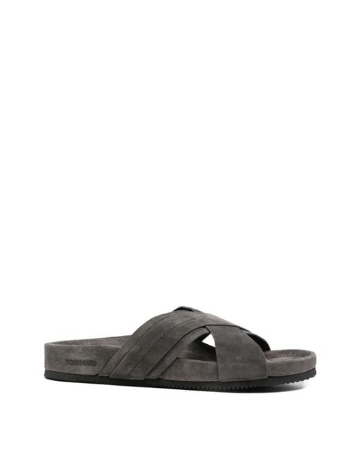 Tom Ford Gray Crisscross Strap Sandals for men