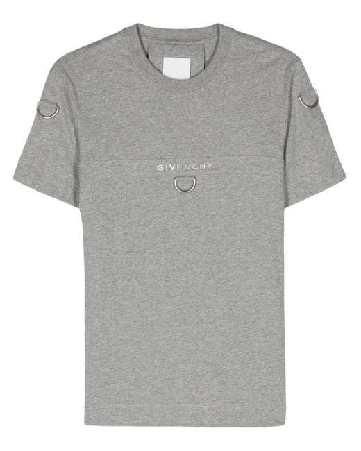 Givenchy Gray Logo-lettering Cotton T-shirt for men