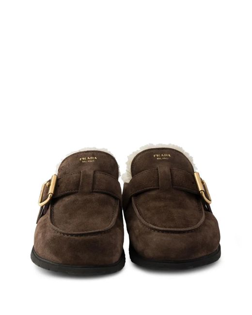 Mules En Daim Prada en coloris Brown