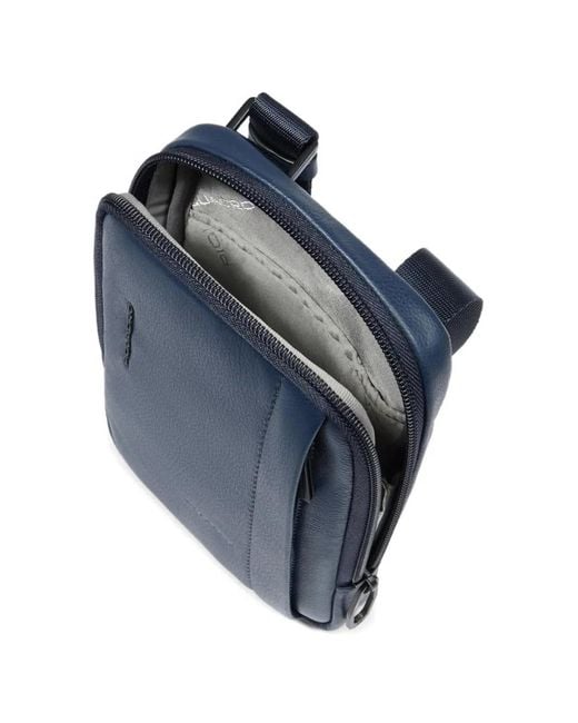 Piquadro Blue Russel Leather Phone Case for men